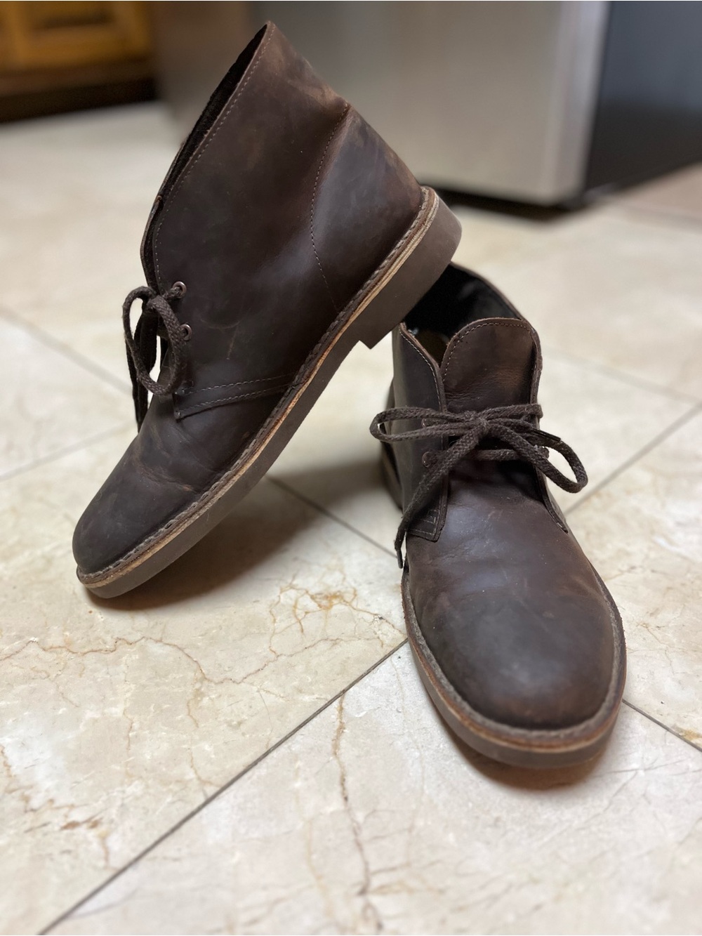 Clarks Bushacre 2 Chukka Boots in beeswax/dark brown leather sz 9